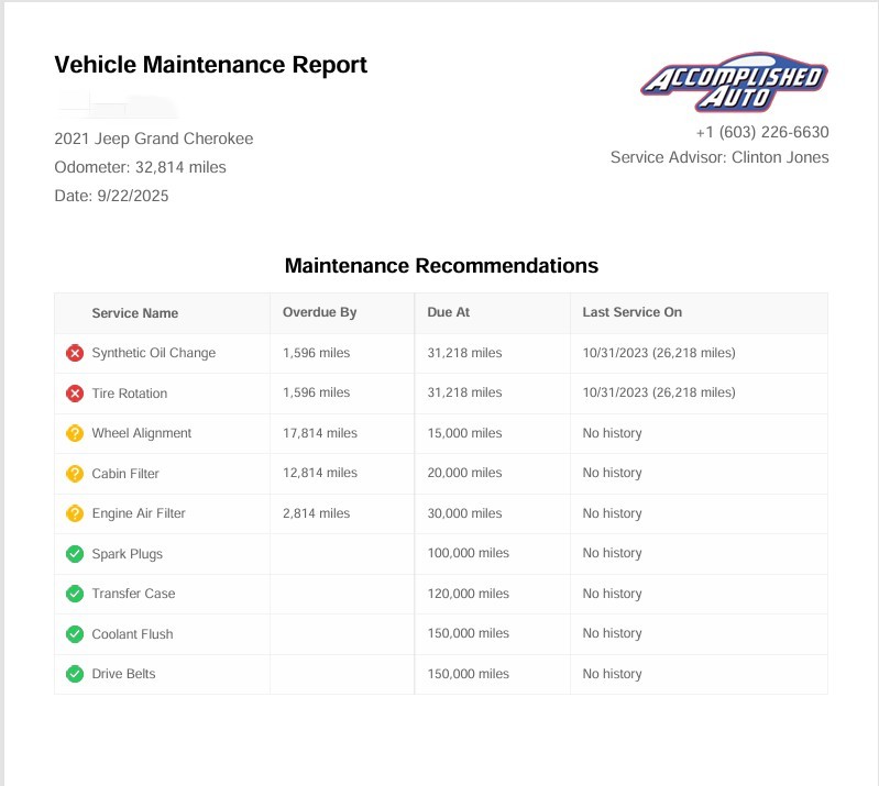 Severe Service Schedule & 5,000-Mile Oil Changes | Accomplished Auto Concord NH